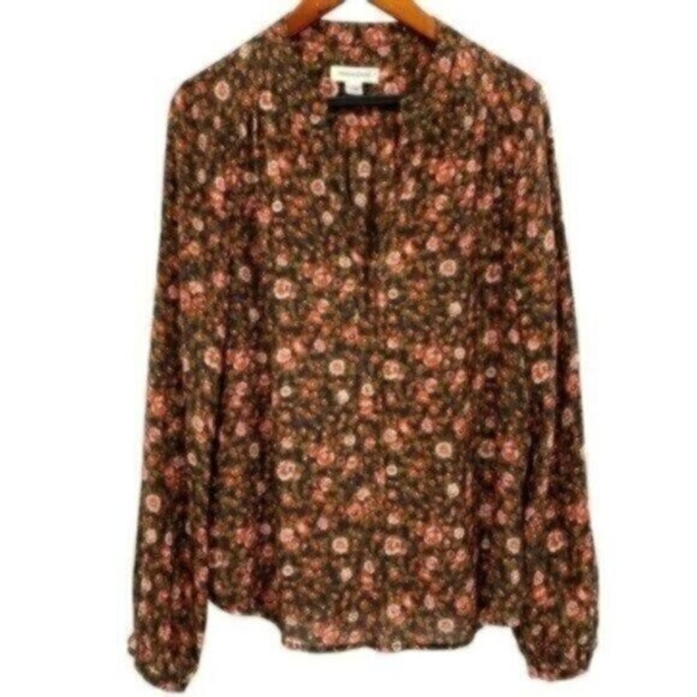 Treasure & Bond Floral Print Long Sleeve Blouse Top Cottagecore